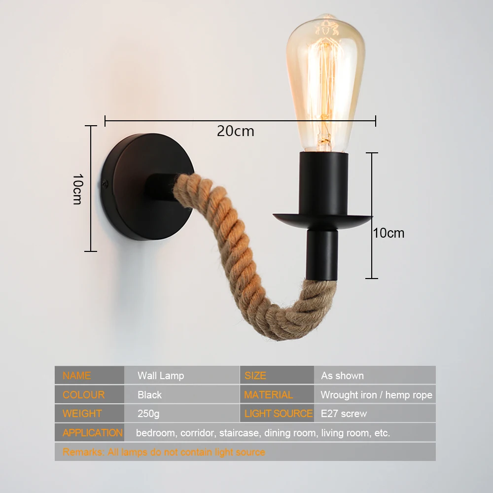 RetroRope - Vintage Hemp Rope Wall Sconce - Image 6