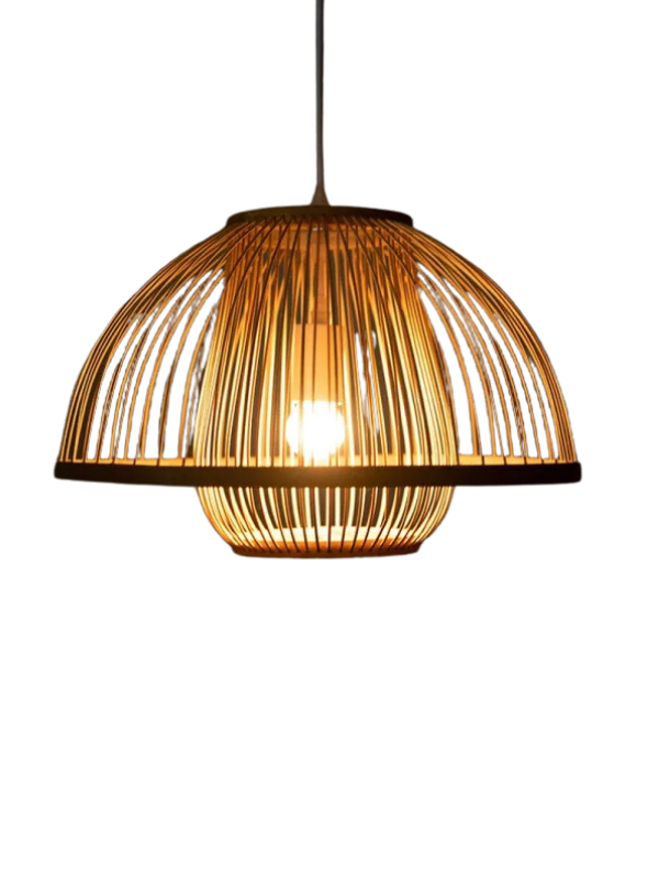 Bamboo Harmony - Handwoven Art Chandelier